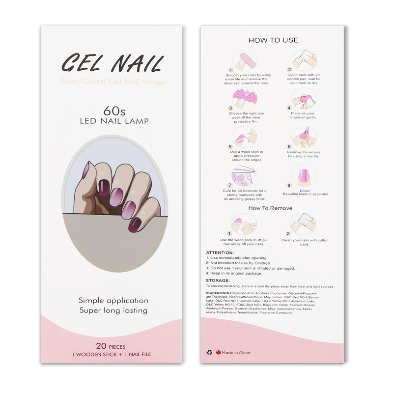 JMEOWIO Semi Cured Gel Strips Nail Art Sticker Wrap Glitter