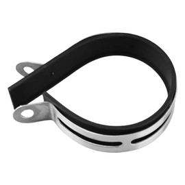 Motorcycle Exhaust Pipe Clamp Stainless Steel Clip Rubber Strip Universal 3.9" Muffler Bracket