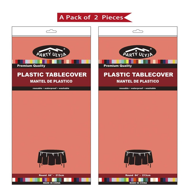 Coral Plastic Tablecloths 2 Pack Blush Red Disposable Covers 84