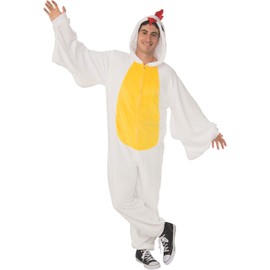 Rubies Adult Comfy Wear One-Piece Hooded Costume Jumpsuit, Chicken, Small/Medium