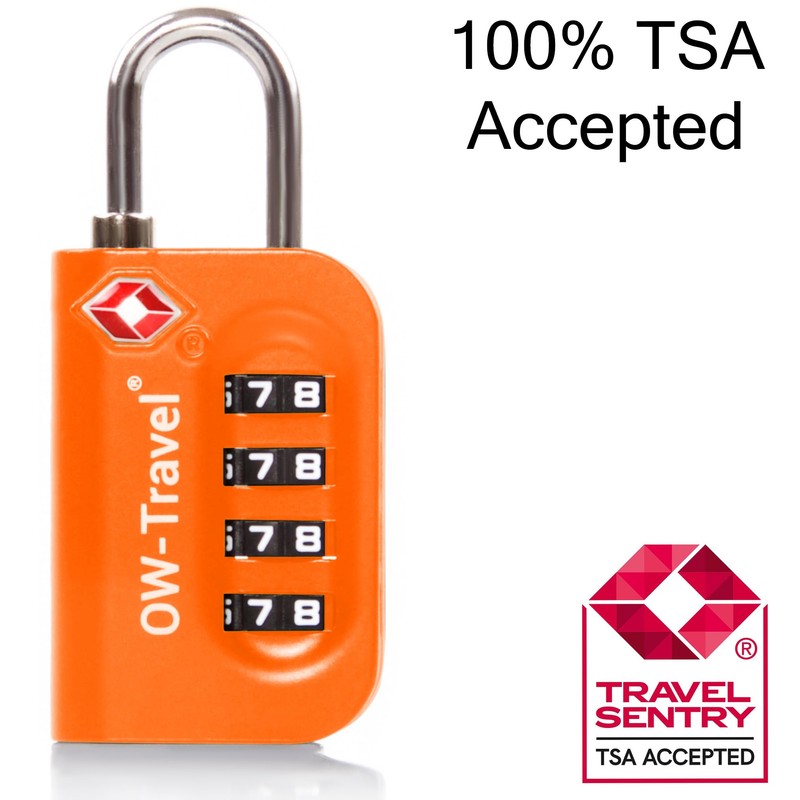 OW-Travel Luggage Locks TSA Approved (2 Pack Orange) 4 Digit