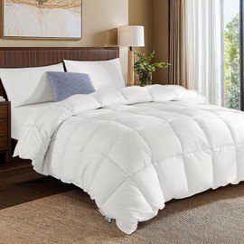 Rwlvpe Goose Down Comforter Oversized King Size, 850 Fill Power All Season Duvet Insert Oversized King 80 oz, 600TC Ultra-Soft 100% Cotton Cover, Fluffy Cozy Hotel Collection Comforter, 120"x98"