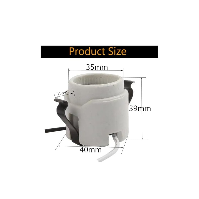 JNXQWE U-Clip Snap-in Med. Base Socket,Medium Base Keyless Socket,Porcelain Snap-in