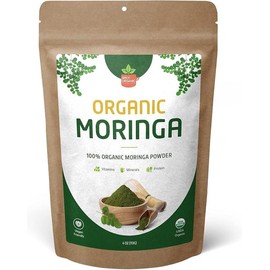 Green Moringa Superfood Powder 4 oz. - 100% Pure Moringa Oleifera Leaf Powder for Tea and Hair, Nutrient-Rich Energy Booster - Certified USDA Organic, Non-GMO, and Raw from India Beverage