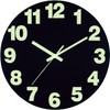 AIENAI 12 inch Vinyl Black Clock, Battery Powered, Glowing in