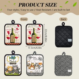4pcs Pot Holders for Kitchen, Cotton Kitchen Hot Pads, Heat Resistant Oven Mitts and Pot Holders Sets (Colorful,4)