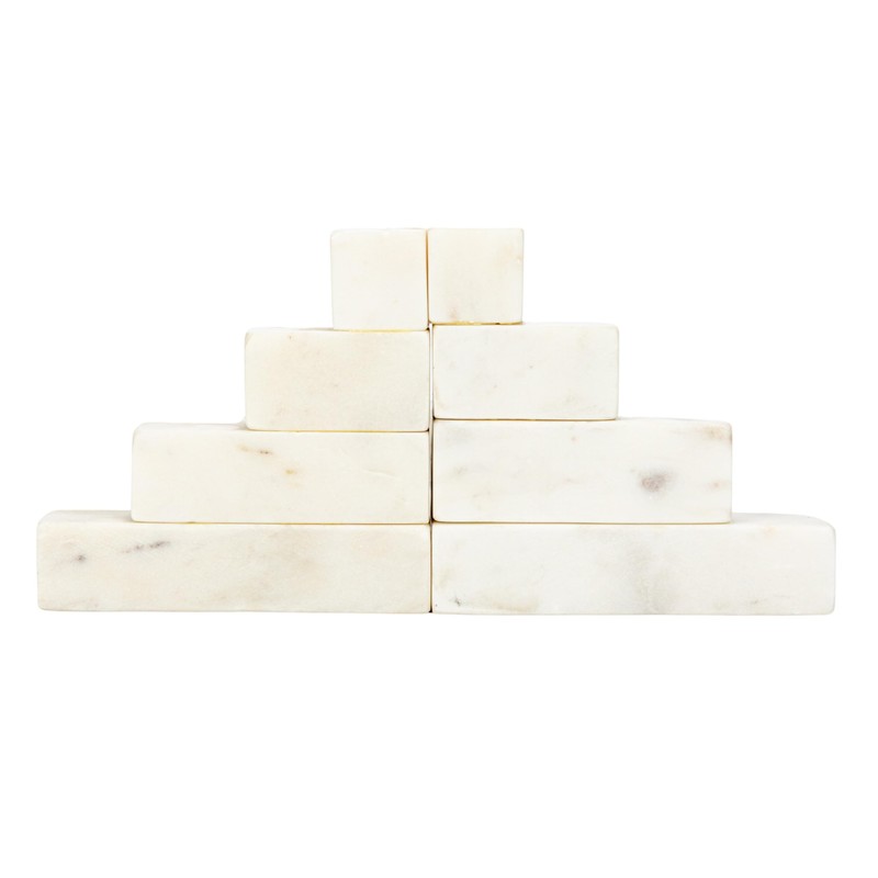 Bloomingville Decorative Marble Stairstep Bookends, White, Set of 2
