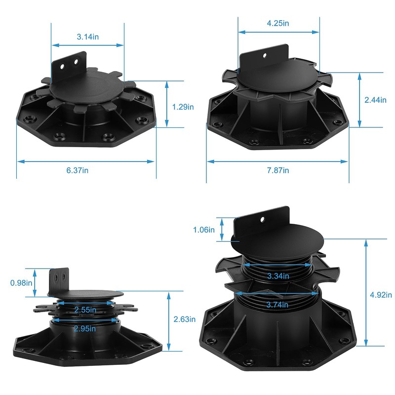 GoldPig 12 Pack Adjustable Deck Support Pedestal, Shed Foundation Base