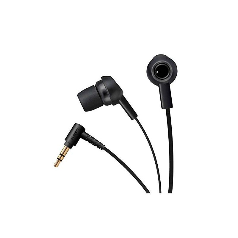 Elecom EHP-C3520BK Tangle-Free Flat Cord Y Type Stereo Earphones, 0.4