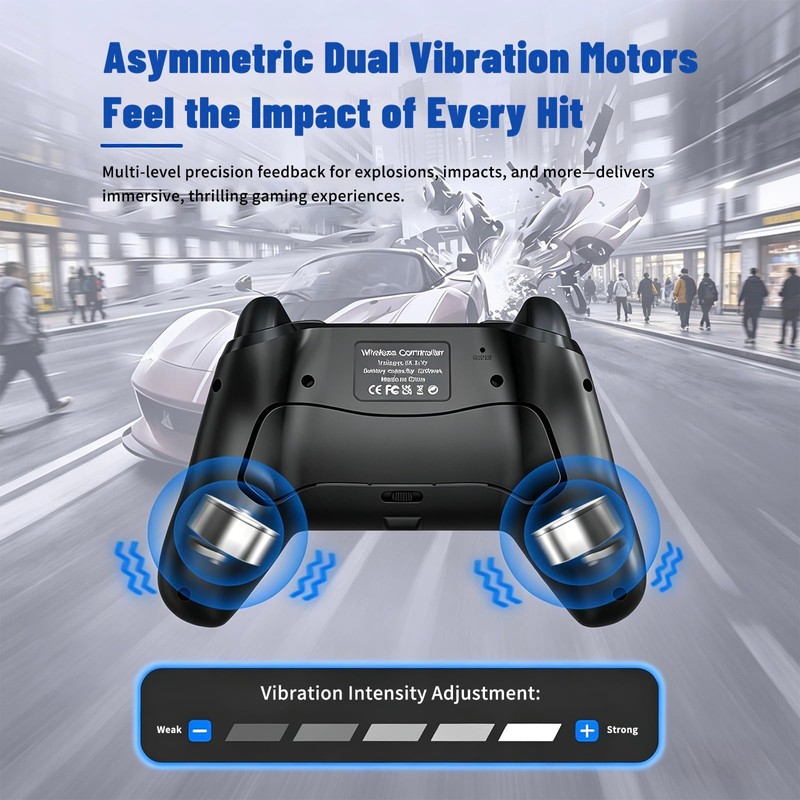 Jersonn Wireless Controller Compatible with PS4/Pro/Slim/PC, with Dual Vibration, 1200mAh