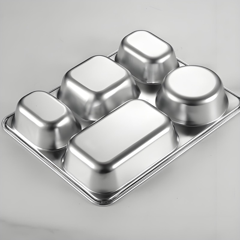 2 Pack Stainless Steel Snack Containers with Lids, Rectangular Divided