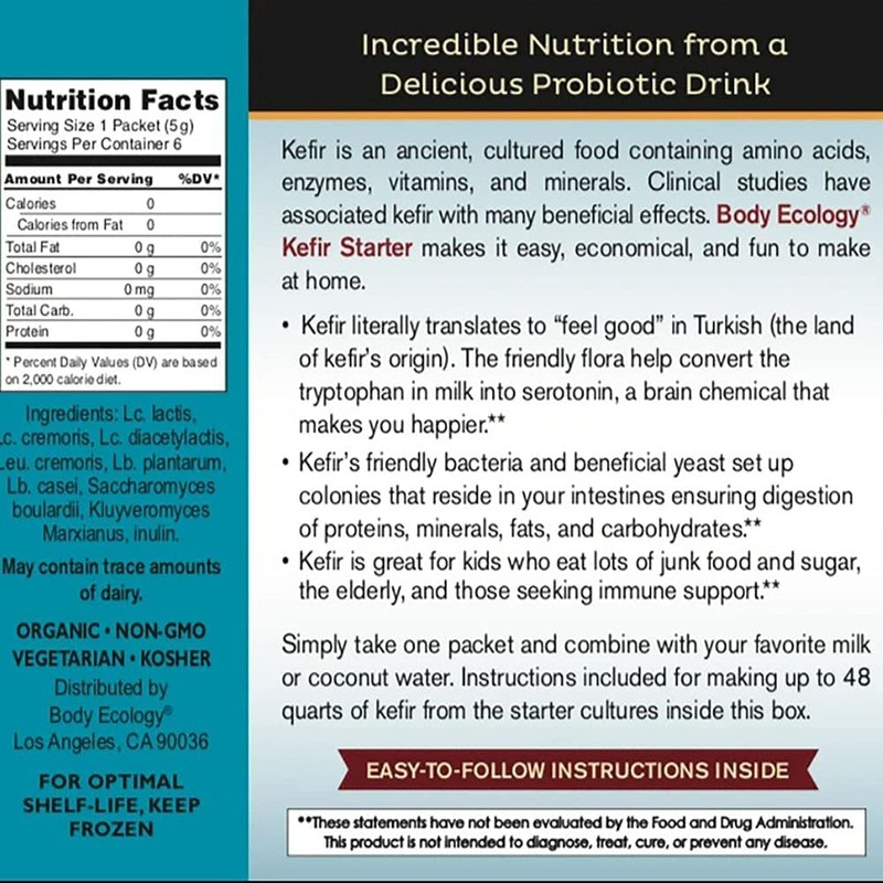Body Ecology Kefir Starter | Nutritious Probiotic Drink | Aids