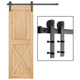 SMARTSTANDARD 5ft Barn Door Hardware Kit, Sliding Door Hardware, Heavy Duty, Easy to Install, Fit 30" Wide Door Panel (I Shape Hanger)