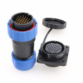 SD28 26Pin Square DRRI Flange Waterproof IP68 Aviation Quick Disconnect Bulkhead Plug Socket with Screws for Industrial Control Systems