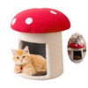 Mushroom Cat House Bed for Small Cats Kittens: Plush Semi-Enclosed