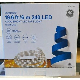 GE StayBright 240-Light 19.6-ft White Integrated LED Christmas Tape Lights