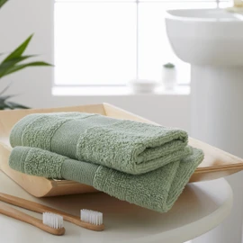 Catherine Lansfield Anti Bacterial Soft & Absorbent Cotton Face Cloth Pair Sage Green