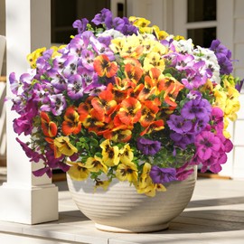16 Bundles Artificial Pansy Flowers | UV Resistant Fake Silk Pansies, Realistic Outdoor/Indoor Decor for Porch, Patio, Planter, Window Box - Low Maintenance, Long-Lasting Blooms (Mix3)