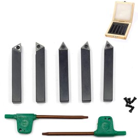 OSCARBIDE 3/8"Mini Indexable Carbide Lathe Turning Tool Holder, Metal Lathe Tools Inserts Bits with Carbide Inserts TCMT110204(TCMT21.51),5 Pieces/Set