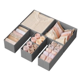 TSDOGA Organizador De Ropa Plegable Para Interior 6 Pieza Color Gris Oscuro
