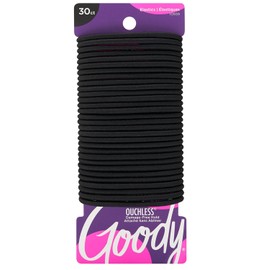 Goody Ouchless - Elásticos para el cabello, sin tirones, no se rompen, sin enredos para cabello grueso, rizado, rizado y texturizado, 30 unidades, negro, soportes para cola de caballo de larga