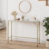 GAOMON Narrow Console Table, Gold Sofa Table with Outlets, Behind