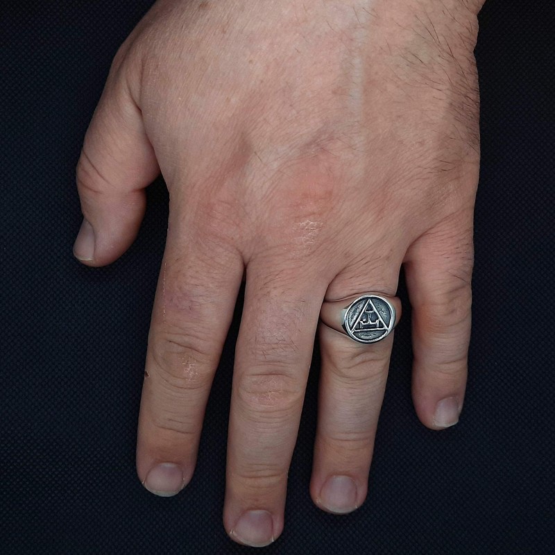 Sterling Silver Men's Ring Royal Bow Masonry Solid Hallmarked 925