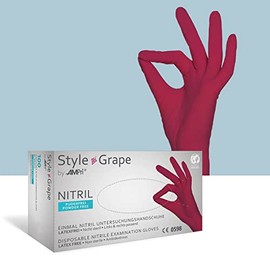 AMPri Med-Comfort Grape Nitrile Gloves, Burgundy, Red, Pack of 100 / Box, Size XL, Powder-Free, Style Grape by Med-Comfort: Nitrile Disposable Gloves, Disposable Gloves in Sizes XS, S, M, L, XL