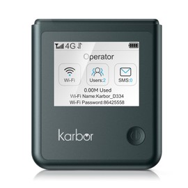 Karbor 4G LTE Mobile Hotspot, Portable WiFi for Travel in 80+ Countries, No SIM Required, No Contract, 5000mAh Battery, Connect 10 Devices, Pocket Network Device, 1GB Global Data (US/CA/MX/EU/Asia)
