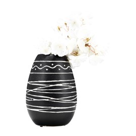 Sagebrook Home Ceramic 8" H Tribal Vase, Black/White, Cylinder, Ceramic, Contemporary, 6" L X 6" W X 8" H, Geometric