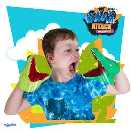 Snap Attack - Crocodile from Deluxebase. Hand Puppets for Kids. Croc hand puppet stretchy toys that make great ADHD toys and Autism Toys. Kids crocodile toys for boys and girls.