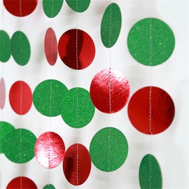 HQKJGSYX 13 Feet Custom Banner Baby Shower Banner Red Green Circle Dots Party Garland Banner Decoration Paper Streamer Backdrop Hanging Decor for Birthday Engagement Wedding Christmas Party Decor