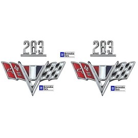 Classic Headquarters Chevy 283 V-Flag Fender Emblem Set (Sold As Pair)