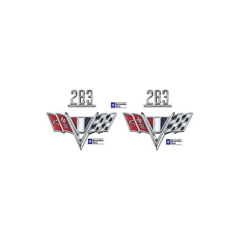 Classic Headquarters Chevy 283 V-Flag Fender Emblem Set (Sold As