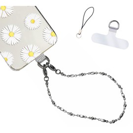 Hidden Hollow Beads Cell phone charm Wrist strap tether tab wristlet anti-drop hands free fits most cases and accessories (Stainless Steel Chain)