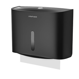 Interhasa! Paper Towel Holder Wall Mount Large Capacity Storage Waterproof for Home and Commercial Use (Black)