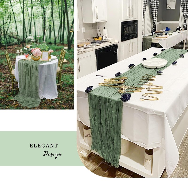 16 Pack Sage Green Cheesecloth Gauze Table Runner - 21.5