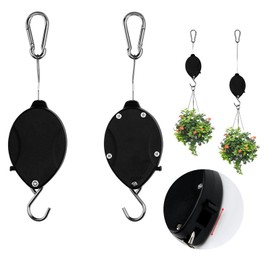 SAVITA 2pcs Retractable Plant Hanger, Adjustable Hook for Hanging Plants Pulley Plant Hanger for Indoors Garden Apply to Flower Basket Pot Bird Feeder (Black)