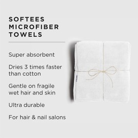 Fromm Softees Microfiber Salon Hair Towels for Hairstylists, Barbers, Spa, Gym in White, 16" by 29", 10 count Perfect Hair Care Towel for Drying Curly, Long, Wavy Hair