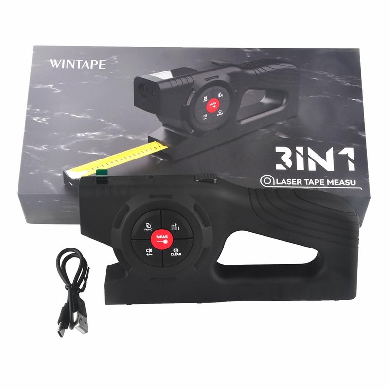 WIN TAPE 3-in-1 Digital Tape Measure, 164Ft Laser Measurement Tool,