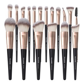 18 Piezas Brochas Set De Brochas Maquillaje Profesional Color Negro Café