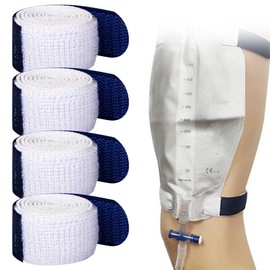 4 Pcs Catheter Leg Bag Straps Urine Drainage Bag Strap Washable and Reusable Leg Urinary Bag Fixation Tapes Anti Slip with Soft Elastic Fabric and Velcro Strap for Incontinence Urine Bag Men Women