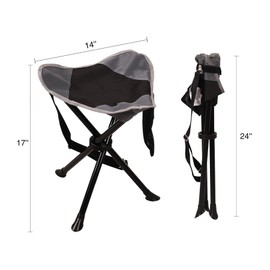 REDCAMP Folding Camping Chair for Spectator Portable, Lightweight 3 Legged Tripod Camping Stools for Adults Fishing Backpacking Hunting, 17 Inch Tall, Black