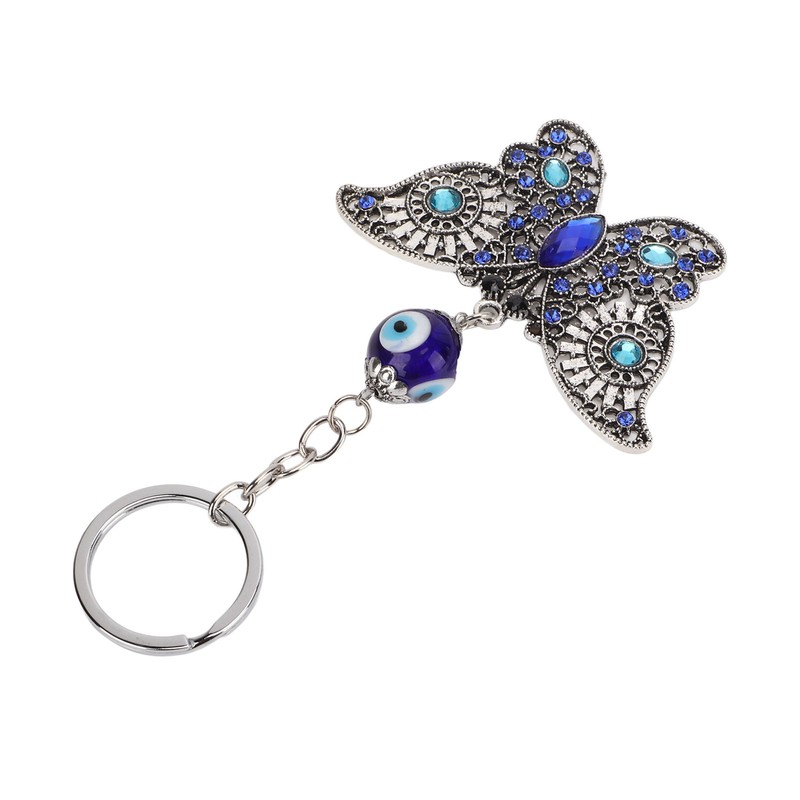 5Pcs Rhinestone Keychain Handcrafted Exquisite Beautiful Shiny Butterfly Shape Evil