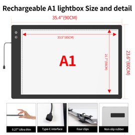 A4 Wireless LED Light Pad with Innovative Stand and Top Clip, TOHETO Rechargeable Battery Powered Light Box Stepless Dimmable 6 Levels Brightness Cordless Light Board for Weeding Vinyl (Rose Red)