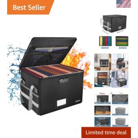 Portable 15.55" Fireproof Document Box with Zipper - Elegant Safety Organizer