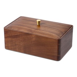 Sakulaya Wooden Storage Box with Lid, Wooden Box, Stylish, Organizer for Small Items, Mask, Glasses, Accessory Storage, Walnut Wood, 21.8×13.5×8cm / 8.6×5.3×3.1 inches