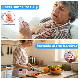 Pakinui Emergency Call Button for Seniors, Emergency Call Bracelet with Digital Display, Wireless Home Emergency Call Seniors USB Charging, Portable Emergency Button for Seniors with 38 Ringtones, 2