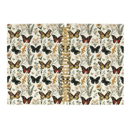 Pugwak Vintage Butterfly Journal Notebook - Aesthetic Cute Notebooks College Ruled for work, Gifts for Women Coworker, Floral Flower Notebook, Hardcover Spiral Notebook 5.5"x8.3"