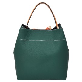 House of Luggage Large Green Green Green Ladies Faux Leather Shoulder Bag With Cosmetic Bag HLG629, Green